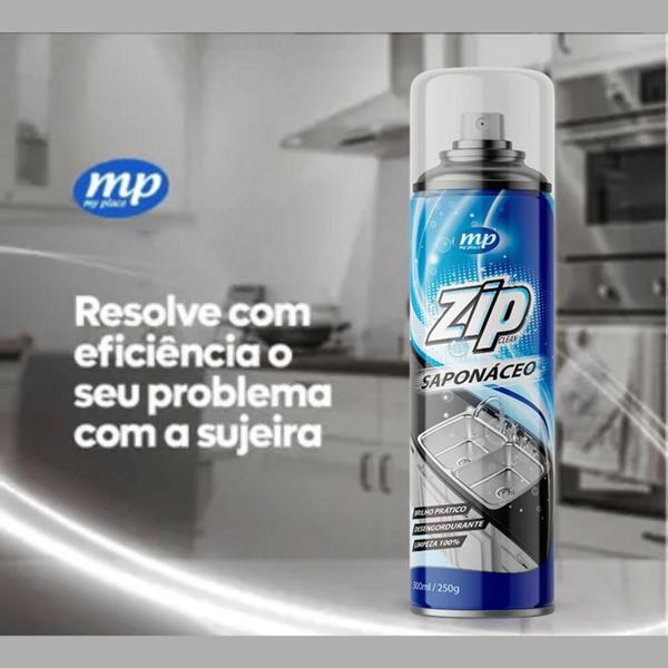 Imagem de Kit 12 Limpador Desengordurante e Polidor Saponáceo Zip Em Frasco 300ml My Place