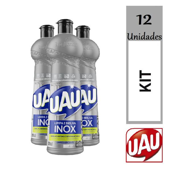 Imagem de Kit 12 Limpador Uau Limpa Inox Especialidades squeeze 500ml