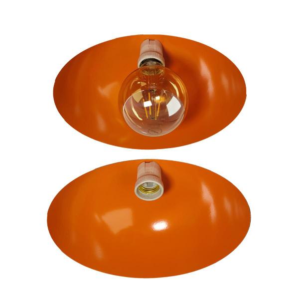 Imagem de Kit 12 Luminária Pendente Meia Lua 24cm Com Interior Laranja Fiação 110/220v