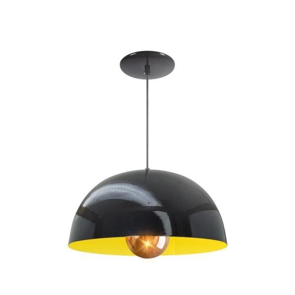 Kit 12 Luminária Pendente Meia Lua 24cm Interior Amarelo Com Fiação 110/220v - Luminárias Navarro Imagem de Kit 12 Luminária Pendente Meia Lua 24cm Interior Amarelo Com Fiação 110/220v