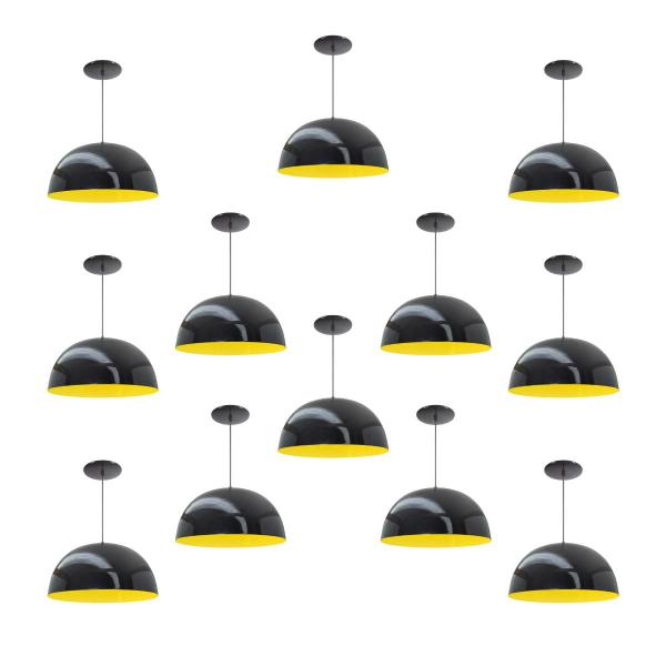 Kit 12 Luminária Pendente Meia Lua 24cm Interior Amarelo Com Fiação 110/220v - Luminárias Navarro Imagem de Kit 12 Luminária Pendente Meia Lua 24cm Interior Amarelo Com Fiação 110/220v