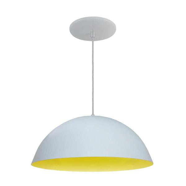 Kit 12 Luminária Pendente Meia Lua 34cm Com Interior Amarelo Com Fiação 110/220v - Luminárias Navarro Imagem de Kit 12 Luminária Pendente Meia Lua 34cm Com Interior Amarelo Com Fiação 110/220v