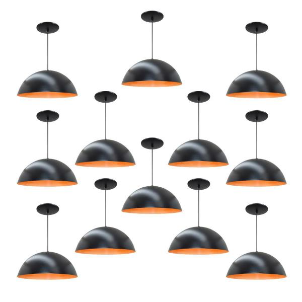 Kit 12 Luminária Pendente Meia Lua 50cm Interior Laranja Com Fiação 110/220v - Luminárias Navarro Imagem de Kit 12 Luminária Pendente Meia Lua 50cm Interior Laranja Com Fiação 110/220v