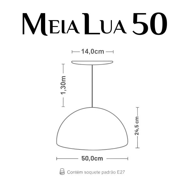 Imagem de Kit 12 Luminária Pendente Meia Lua 50cm Interior Laranja Com Fiação 110/220v