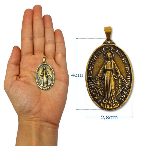 Imagem de Kit 12 Medalha Milagrosa Nossa Senhora Das Graças 4cm Grande