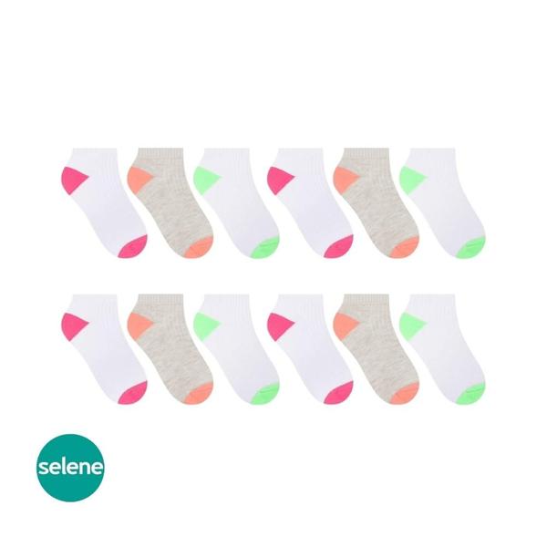 Kit 12 Meias Esportiva Feminina Sapatilha Selene Conforto - Meia