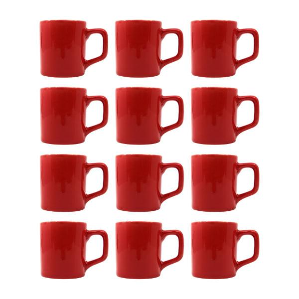 Imagem de Kit 12 Mini Canecas Chá Vermelho 80mL Xícara Café Expresso