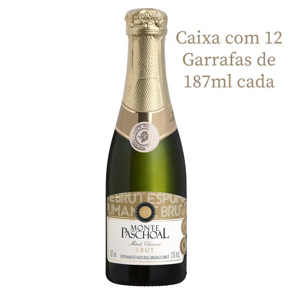 Imagem de Kit 12 Mini Espumante Brut Branco Monte Paschoal Serra Gaúcha 187 ml