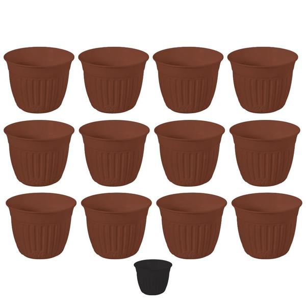 Imagem de Kit 12 Mini Vaso Plástico Plantas Suculentas Cacto Jardim