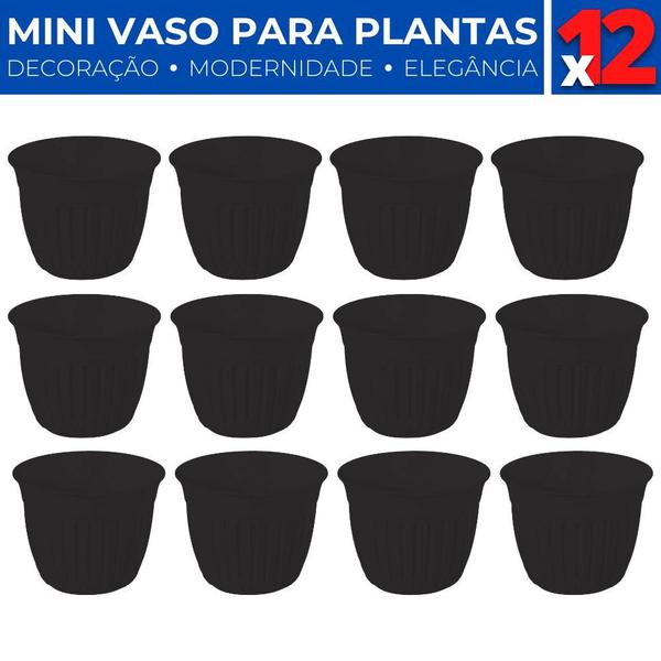 Imagem de Kit 12 Mini Vaso Plástico Plantas Suculentas Cacto Jardim