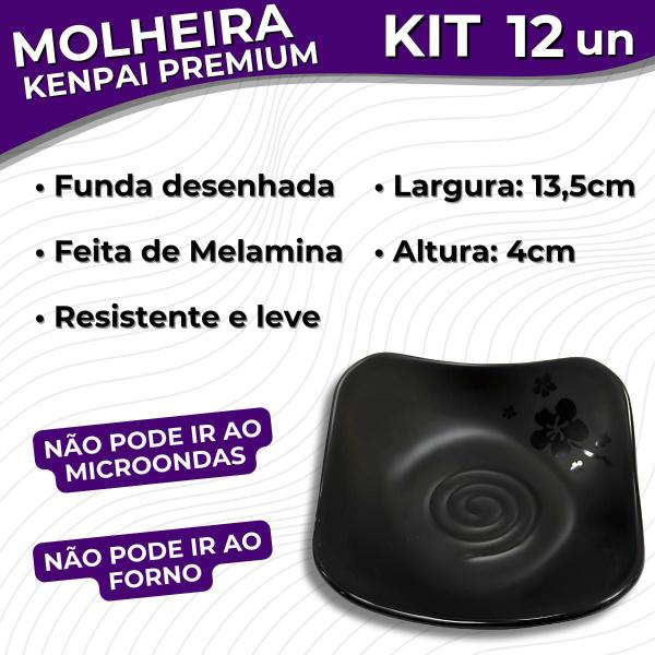 Imagem de Kit 12 Molheira Funda Japonês Porta Shoyu Molhos Oriental Melamina Comida Japonesa 13,5cm x 4cm