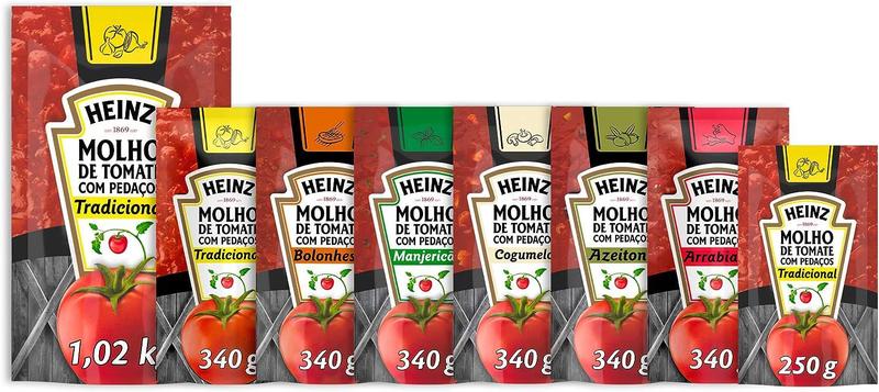 Imagem de Kit 12 Molho de Tomate Pedaços Tradicional 300g Cada Heinz