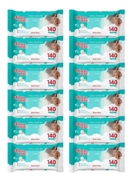Kit 12 Pacotes Lenço Toalha Bebê Umedecida Macia Meu Nenê 140 toalhas cada Imagem de Kit 12 Pacotes Lenço Toalha Bebê Umedecida Macia Meu Nenê 140 toalhas cada