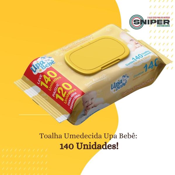 Imagem de Kit 12 Pacotes Toalhas Umedecidas Upa Bebê 1680 Unidades Flip Top Aloe Vera Sem Álcool