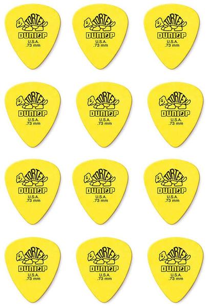 Imagem de KIT 12 Palheta Dunlop Tortex 0,73 mm guitarra 418R AMARELA