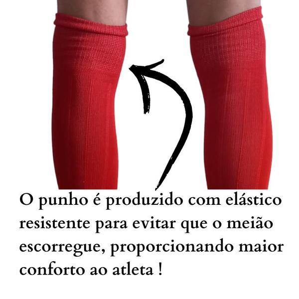 Imagem de Kit 12 Pares Meião Futebol Masculino Profissional Cano Longo Algodão Atoalhado Original Envio Imediato