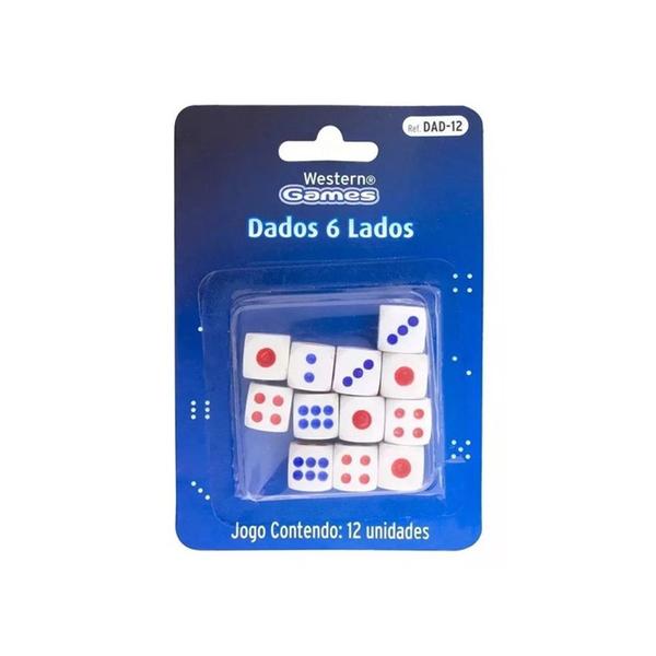 Imagem de Kit 12 Peças de Dados 6 Lados - Western