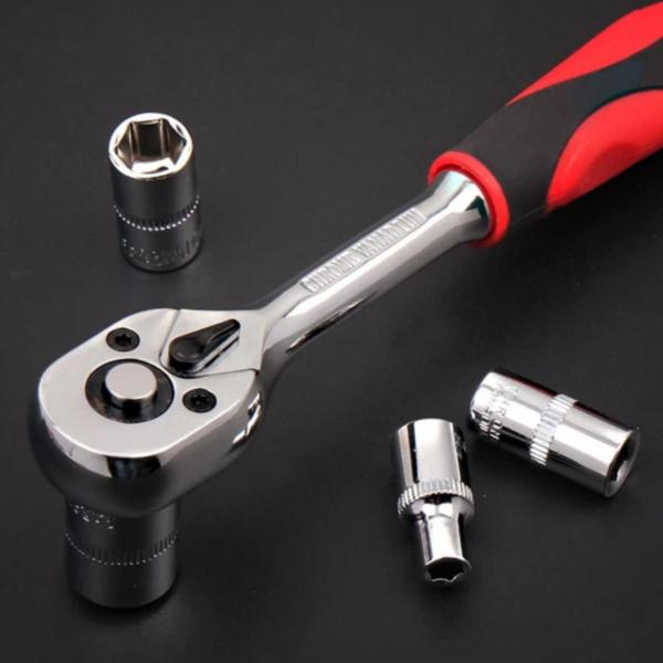 Imagem de Kit 12 Peças Jogo Soquete Chave Catraca Sextavado 1/4 Com 04 mm à 13 mm Com Extensor