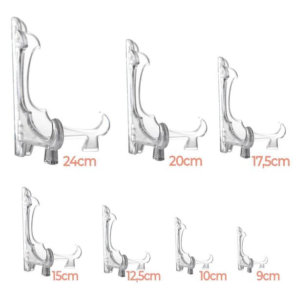 Imagem de Kit 12 Peças Suporte Pratos Acrílico Transparente 12,5Cm