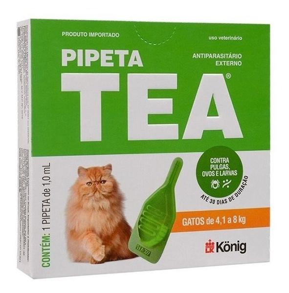 Imagem de Kit 12 Pipeta Tea Konig - Anti Pulgas Gatos De 4,1Kg Á 8kg