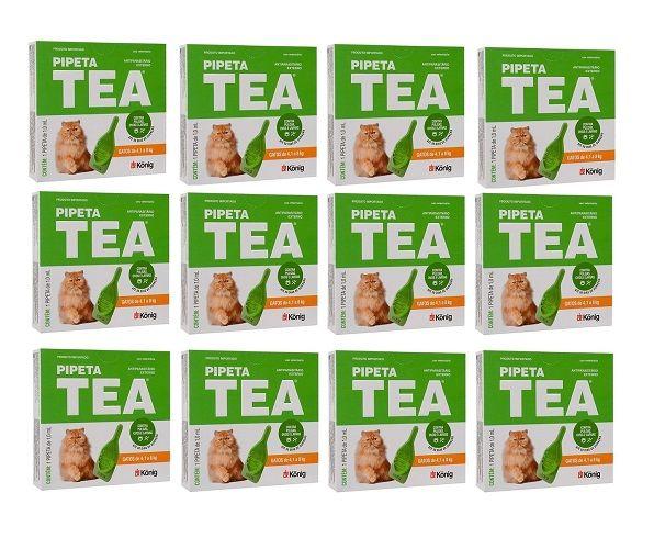 Imagem de Kit 12 Pipeta Tea Konig - Anti Pulgas Gatos De 4,1Kg Á 8kg