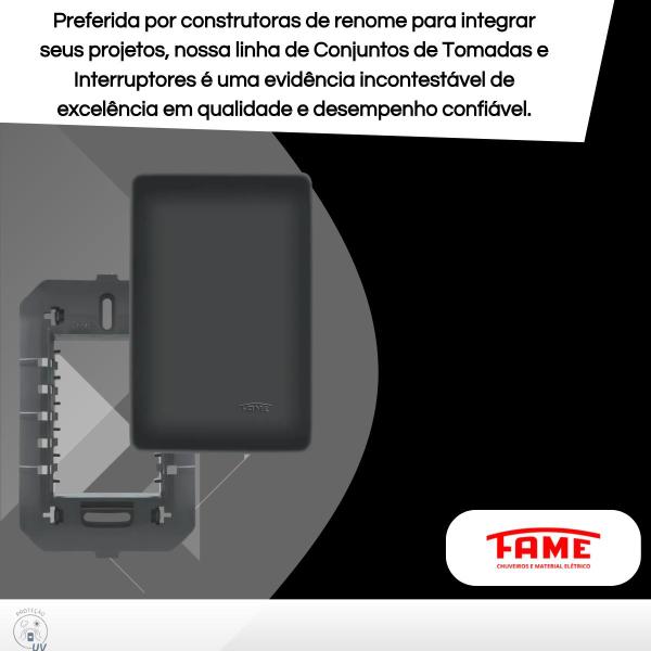 Imagem de Kit 12 Placas Espelho Cega Preto 4x2 Fame Fosco Black 4068