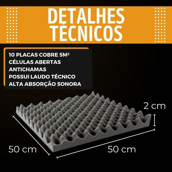 Imagem de Kit 12 Placas Espuma Isolante Absorção Acústica Profissional