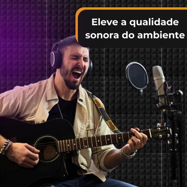 Imagem de Kit 12 Placas Isolante Acústico Anti Ruído Qualidade Premium