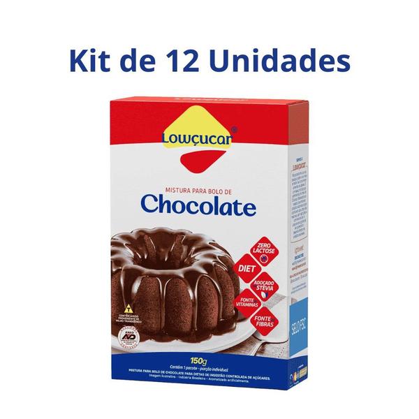 Imagem de KIT 12 PO PREPARO DE BOLO ZERO ACUCAR CHOCO LOWCUCAR 150g