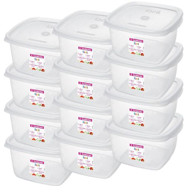 Imagem de Kit 12 Pote 3700Ml Quadrado Plástico Vai Freezer Microondas