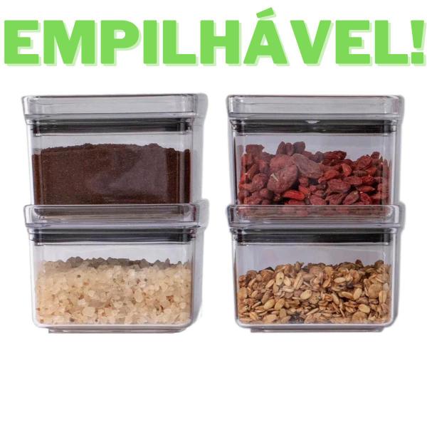 Kit 12 Pote Hermético Quadrado Alimento Organização Conjunto Cozinha Porta Mantimento Jogo Tampa Vácuo Empilhável - Paramount Plásticos Imagem de Kit 12 Pote Hermético Quadrado Alimento Organização Conjunto Cozinha Porta Mantimento Jogo Tampa Vácuo Empilhável