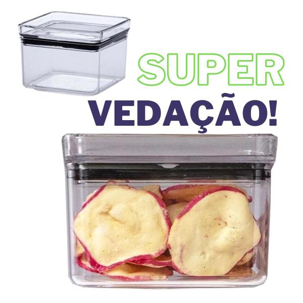 Kit 12 Pote Hermético Quadrado Alimento Organização Conjunto Cozinha Porta Mantimento Jogo Tampa Vácuo Empilhável - Paramount Plásticos Imagem de Kit 12 Pote Hermético Quadrado Alimento Organização Conjunto Cozinha Porta Mantimento Jogo Tampa Vácuo Empilhável