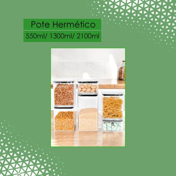 Imagem de Kit 12 Pote Hermético Quadrado Para Alimentos Acrílico Resistente Dispensa