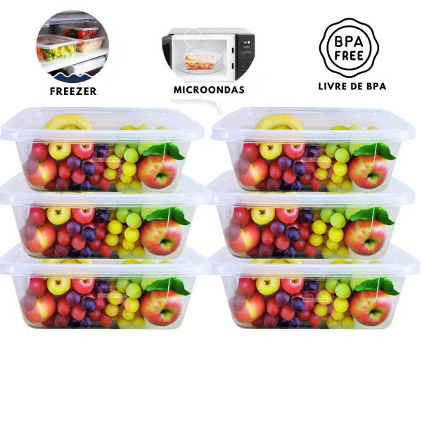 Imagem de Kit 12 Potes 1 Litro  BPA Free Transparentes Organizador de Alimentos Marmita