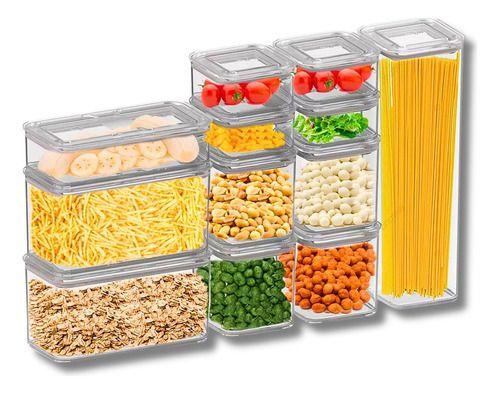 Imagem de Kit 12 Potes Herméticos Organizador Mantimentos Alimentos Modo Cristal - Coza