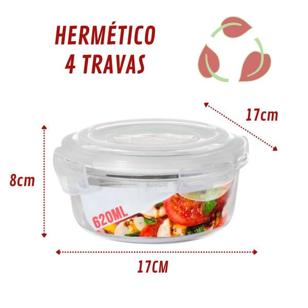 Imagem de Kit 12 Potes Hermeticos p/ Refeição Mantimentos 620ML Tampa