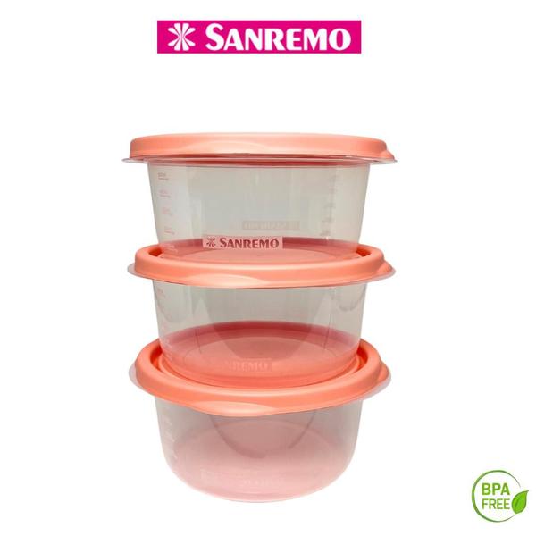 Imagem de Kit 12 potes plastico redondo sanremo 620ml - salmão