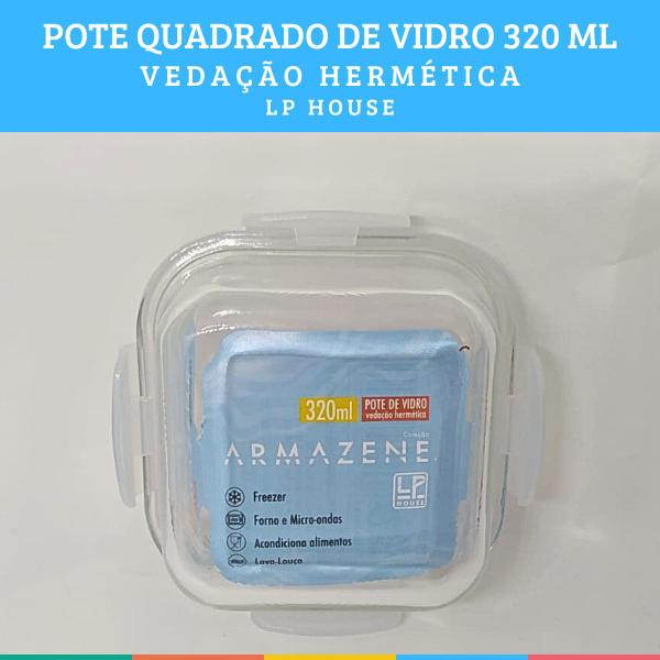 Imagem de Kit 12 Potes Quadrado Vidro Vedação Hermética 320ml LP House