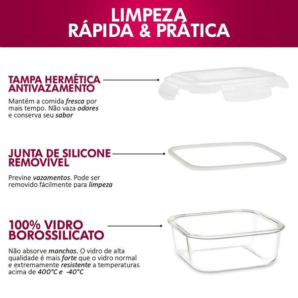 Imagem de Kit 12 Potes Vidro Hermetico Tampa Com Vedação Silicone 800ml