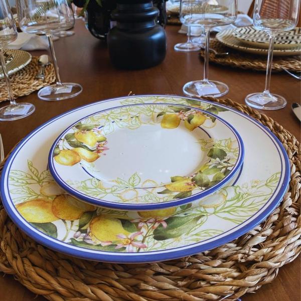 Kit 12 Pratos de Sobremesa de Cerâmica Limão e Flores Sorrento Alleanza 20cm 2ª Linha Imagem de Kit 12 Pratos de Sobremesa de Cerâmica Limão e Flores Sorrento Alleanza 20cm 2ª Linha