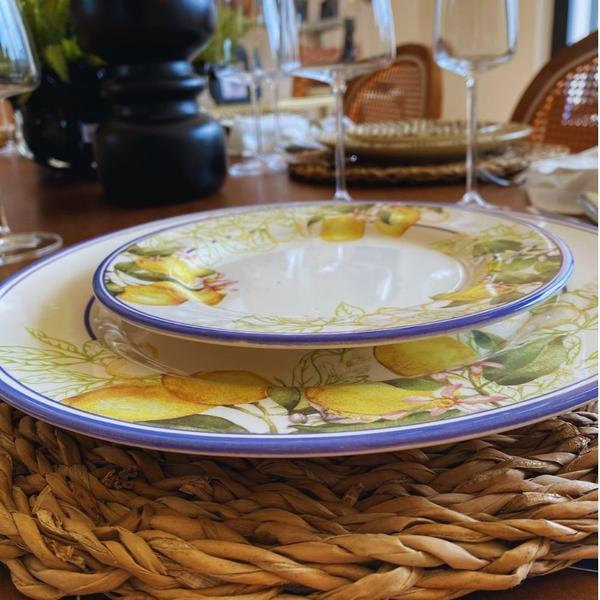 Kit 12 Pratos de Sobremesa de Cerâmica Limão e Flores Sorrento Alleanza 20cm 2ª Linha Imagem de Kit 12 Pratos de Sobremesa de Cerâmica Limão e Flores Sorrento Alleanza 20cm 2ª Linha