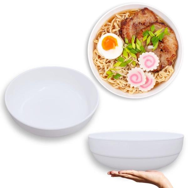 Imagem de Kit 12 Pratos para Sushi 17,8cm + 6 Tigelas Cumbuca de 1,5l Poke Yakisoba + 20 Pares Hashi Bambu Comida Japonesa