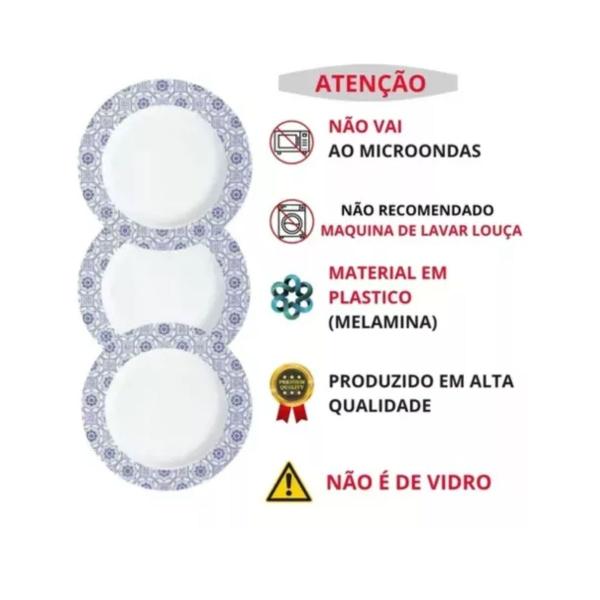 Kit 12 Pratos Raso Decorado 25cm Melamina Refeição Festa - Ecos Imagem de Kit 12 Pratos Raso Decorado 25cm Melamina Refeição Festa