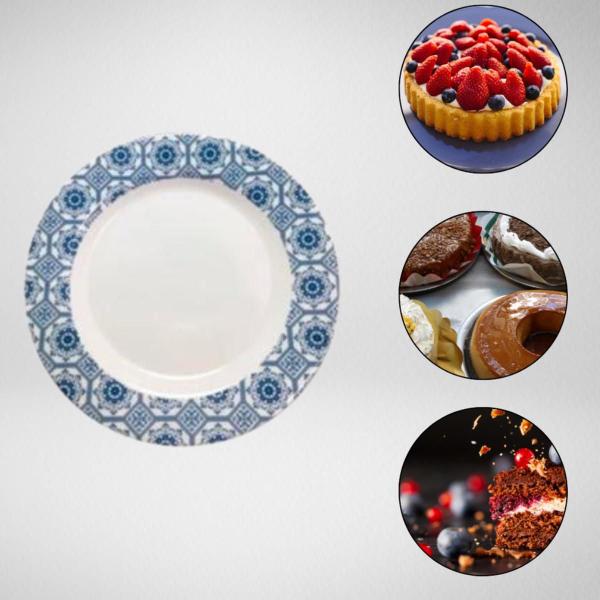 Kit 12 Pratos Sobremesa Decorado Doce Festa Melamina 20cm - Sakes Imagem de Kit 12 Pratos Sobremesa Decorado Doce Festa Melamina 20cm