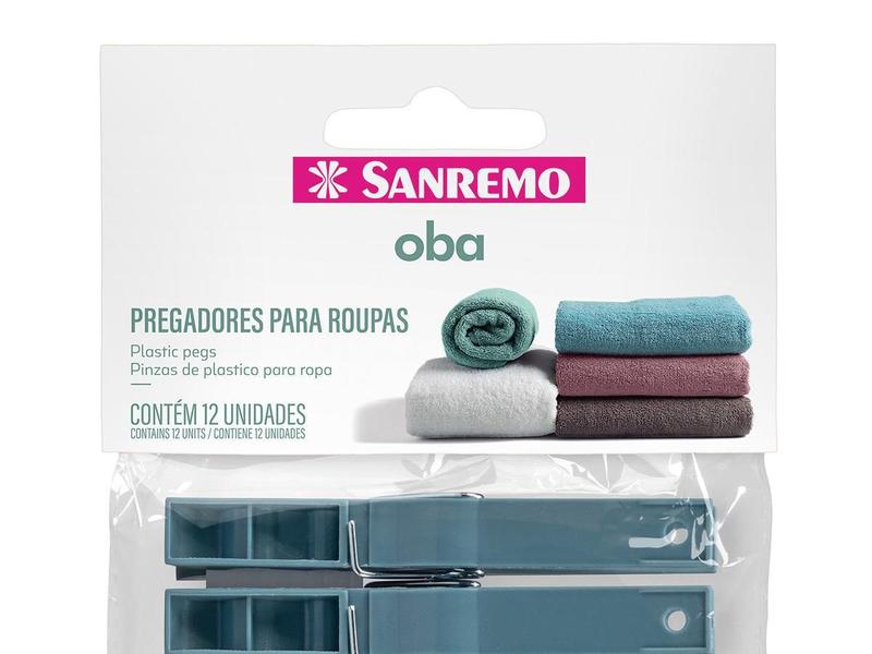 Imagem de Kit 12 Pregador De Roupas Prendedor Plástico Sanremo