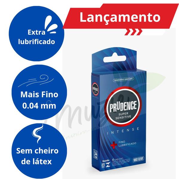 Imagem de Kit 12 Preservativo Camisinha Super Sensitive Intense Prudence Lançamento + Fina + Lubrificado