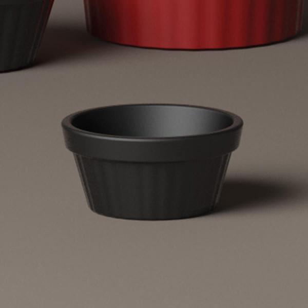 Imagem de Kit 12 Ramekin 30ml Molho Maionese Shoyu Restaurante Preto Ramequim Oriental Uno Coza Canelado