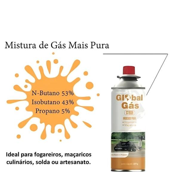 Imagem de Kit 12 refil gás butano globalmix  gt808 227g