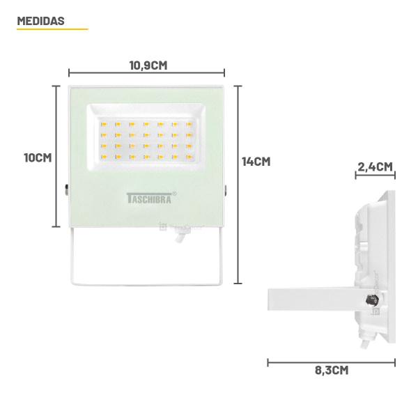 Imagem de Kit 12 Refletores Taschibra TR LED 30W Slim Branco