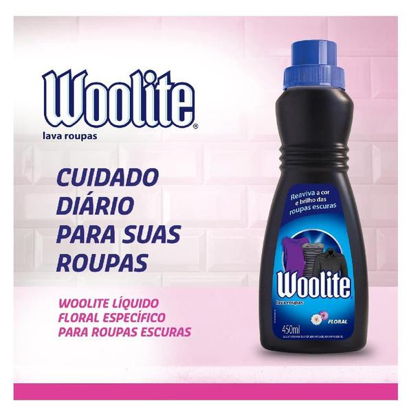 Imagem de Kit 12 Sabão líquido Woolite Roupas Escuras Floral 450ml